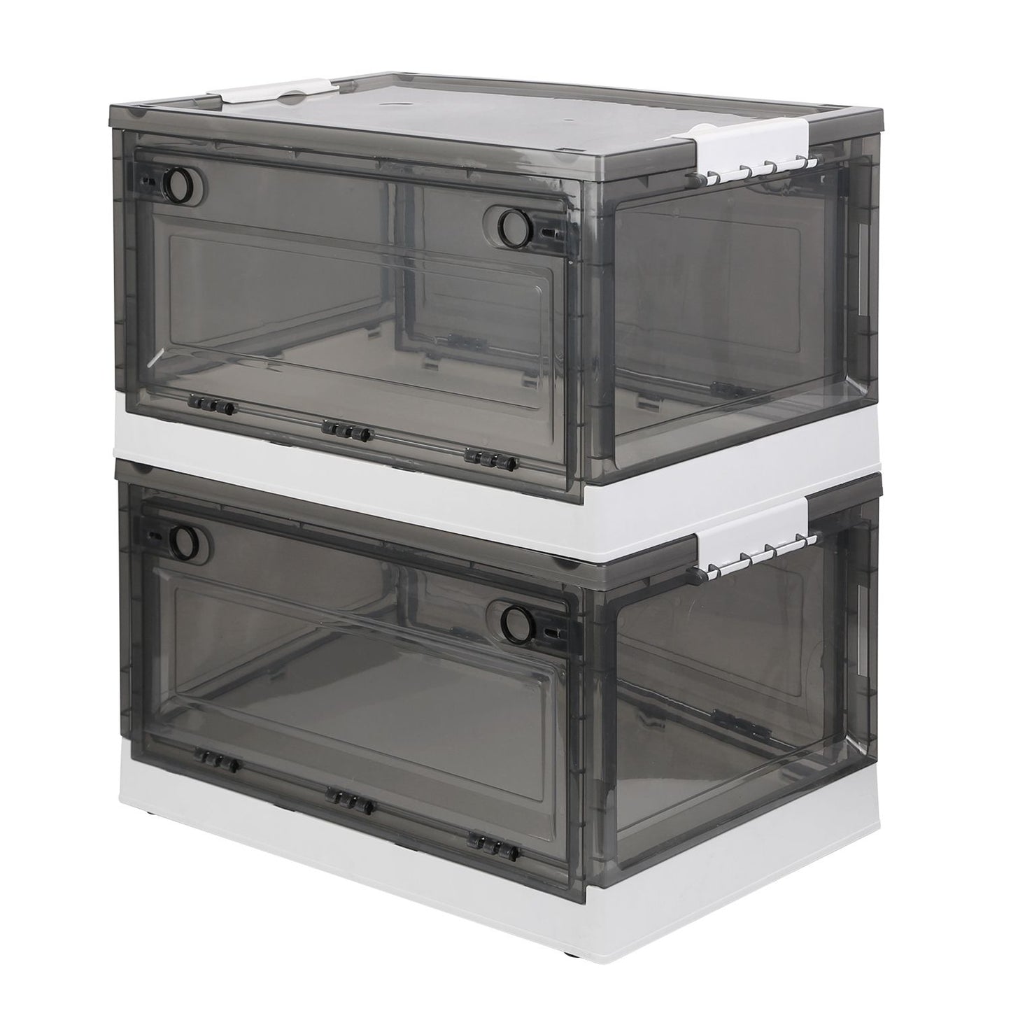 2 Packs Foldable Storage Bins Collapsible Storage Box Organizer Stackable Toy Container with Double Doors Top Lid Rolling Wheels for Clothes Toys Books