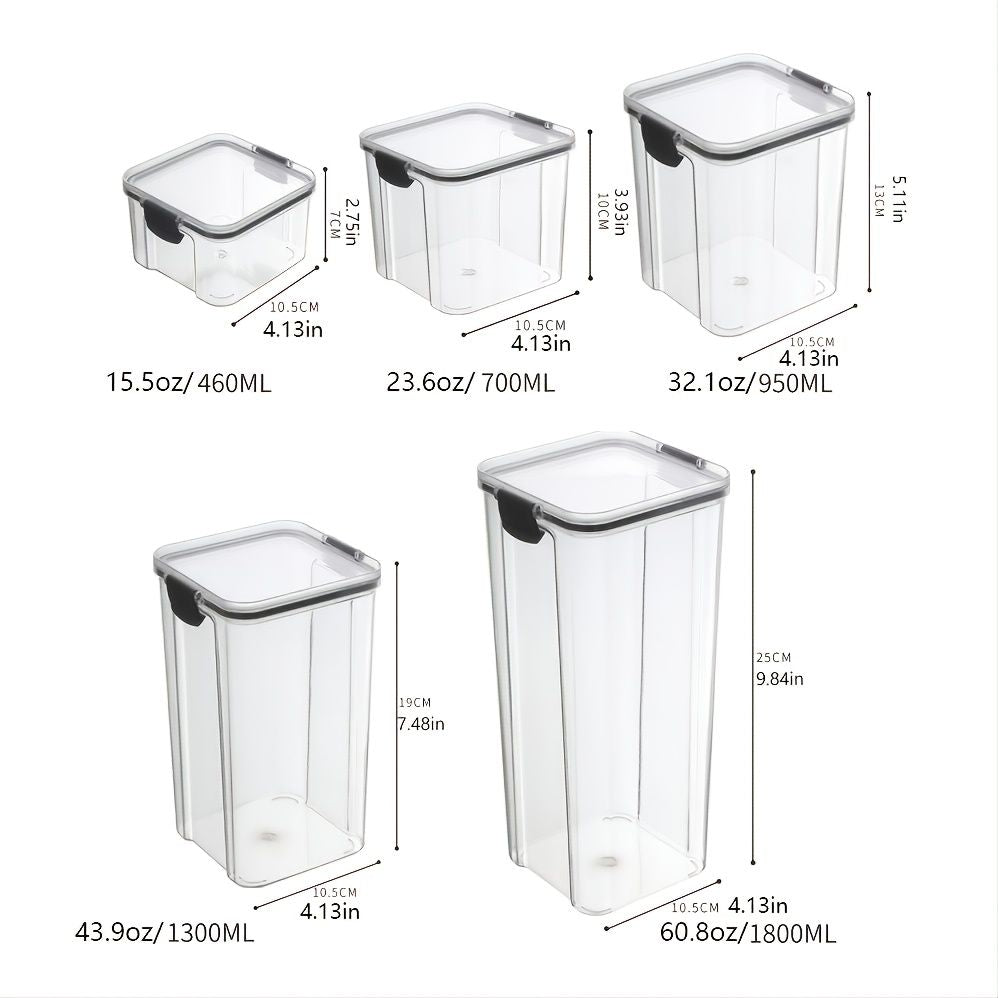 1pc 15.5oz/23.6oz/32.1oz/43.9oz/60.8oz Food Storage Container With Lid; Clear Plastic Kitchen And Pantry Organization Canisters